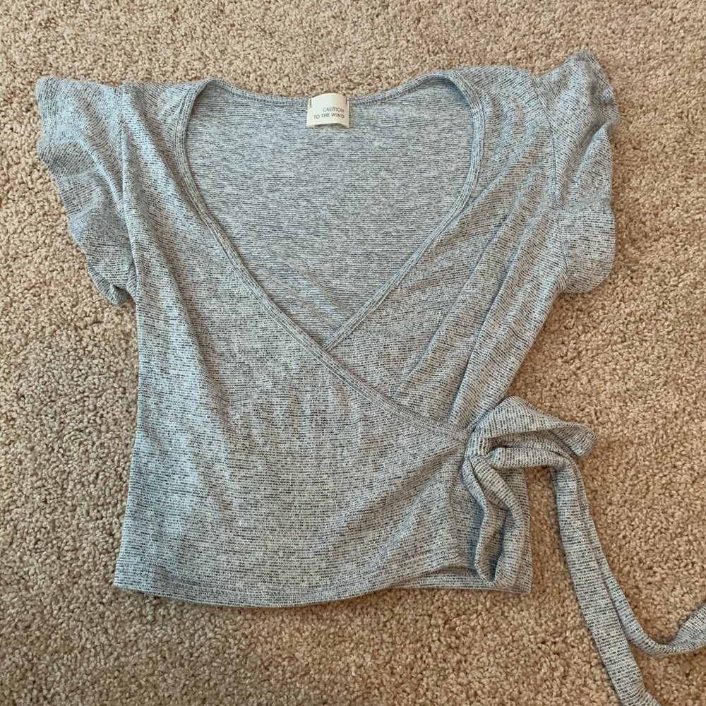 Tie front crop top blouse